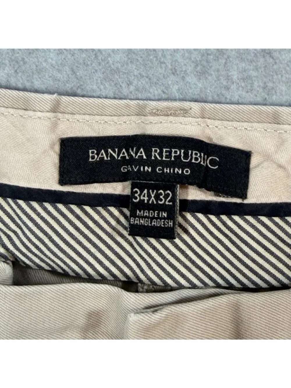 Banana Republic Gavin Chino Pants Men 34x32 Beige Khaki Straight Casual Cotton